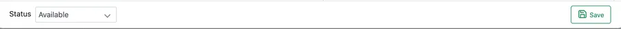 The bottom bar: a Status dropdown set to Available, and the Save button