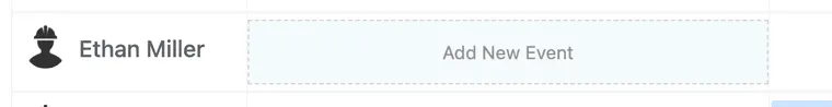 An empty cell on a resource row showing a dashed "Add New Event" placeholder