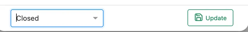 The Edit Request footer: the Status dropdown set to Closed, and the Update button