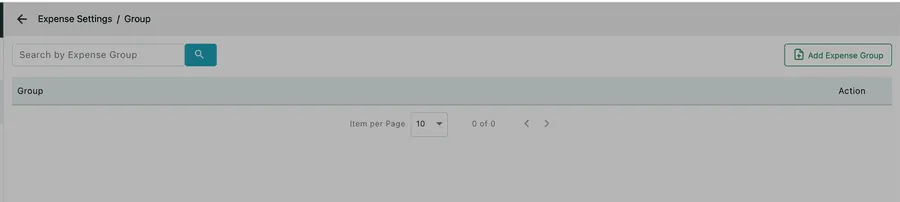 The Expense Group list, empty, with an Add Expense Group button