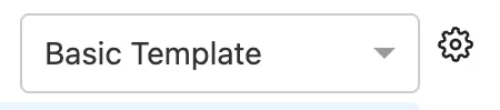 The template control above the invoice preview, with the gear that opens the template settings