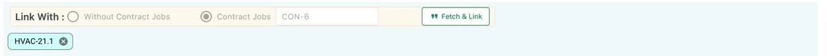 The Link With row after linking, with the linked job's code shown as a chip beneath it