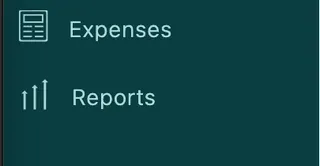 The main menu with the Reports entry below Expenses