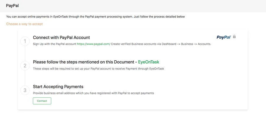 The PayPal page with its three numbered steps