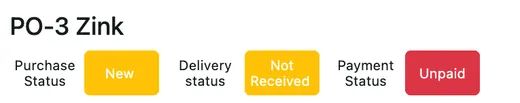 The order header showing Purchase Status New, Delivery status Not Received and Payment Status Unpaid