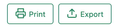The Print and Export buttons, side by side above the generated result