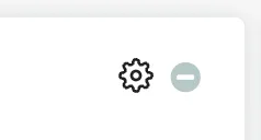 The settings (gear) and remove icons in the top-right corner of a widget card